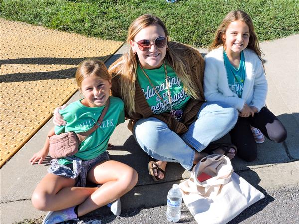 Students outside enjoying the Nolensville Homecoming Parade.